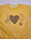 Peace Love S&D Mustard crew neck - NEW SUBLIMATION DESIGN - Neselle Boutique