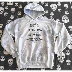 Just a little ray of pitch black - grey tie dye hoodie