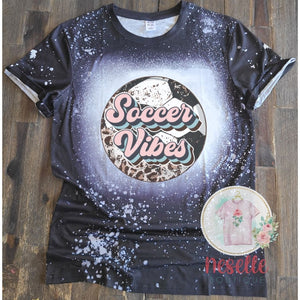 Soccer Vibes - black faux bleached tee
