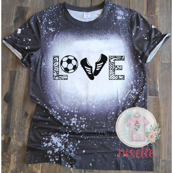 Soccer LOVE - black faux bleached tee