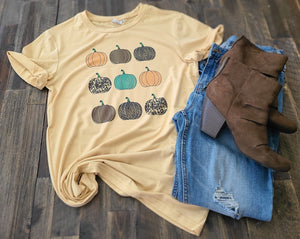Pumpkin Fall - khaki short sleeve, grey or white long sleeve - Neselle Boutique