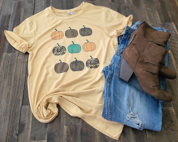 Pumpkin Fall - khaki short sleeve, grey or white long sleeve - Neselle Boutique