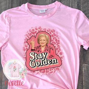 Betty White Tee with leopard background