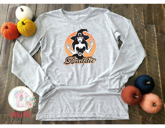 Baddie - white or grey long sleeve - Neselle Boutique