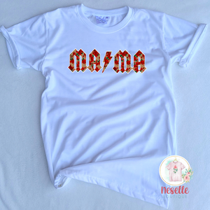 Mama ACDC style with roses & leopard print - white or grey - Neselle Boutique
