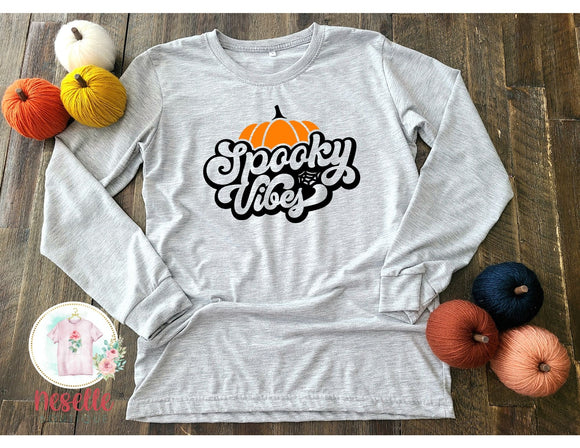 Spooky Vibes - white or grey long sleeve - Neselle Boutique