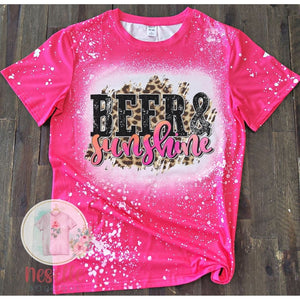 Beer & Sunshine - pink faux bleached tee