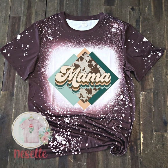 Mama Southern Tee - brown faux bleached