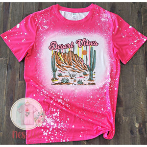 Desert Vibes - pink faux bleached tee