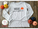 Hello Pumpkin - white or grey long sleeve - Neselle Boutique