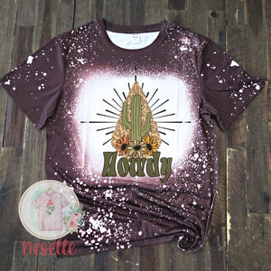 Howdy - brown faux bleached tee