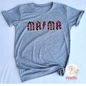 Mama ACDC Style with colorful roses - white or grey - Neselle Boutique