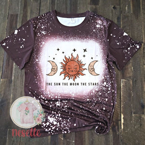 The Sun The Moon and The Stars - brown faux bleached tees