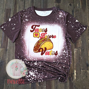 Tacos Before Vatos - brown faux bleached tee